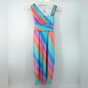 ⭐3/$30 My Michelle Girl Tie Dye Dress Creamsicle Blue Orange Lined Dress Up 7